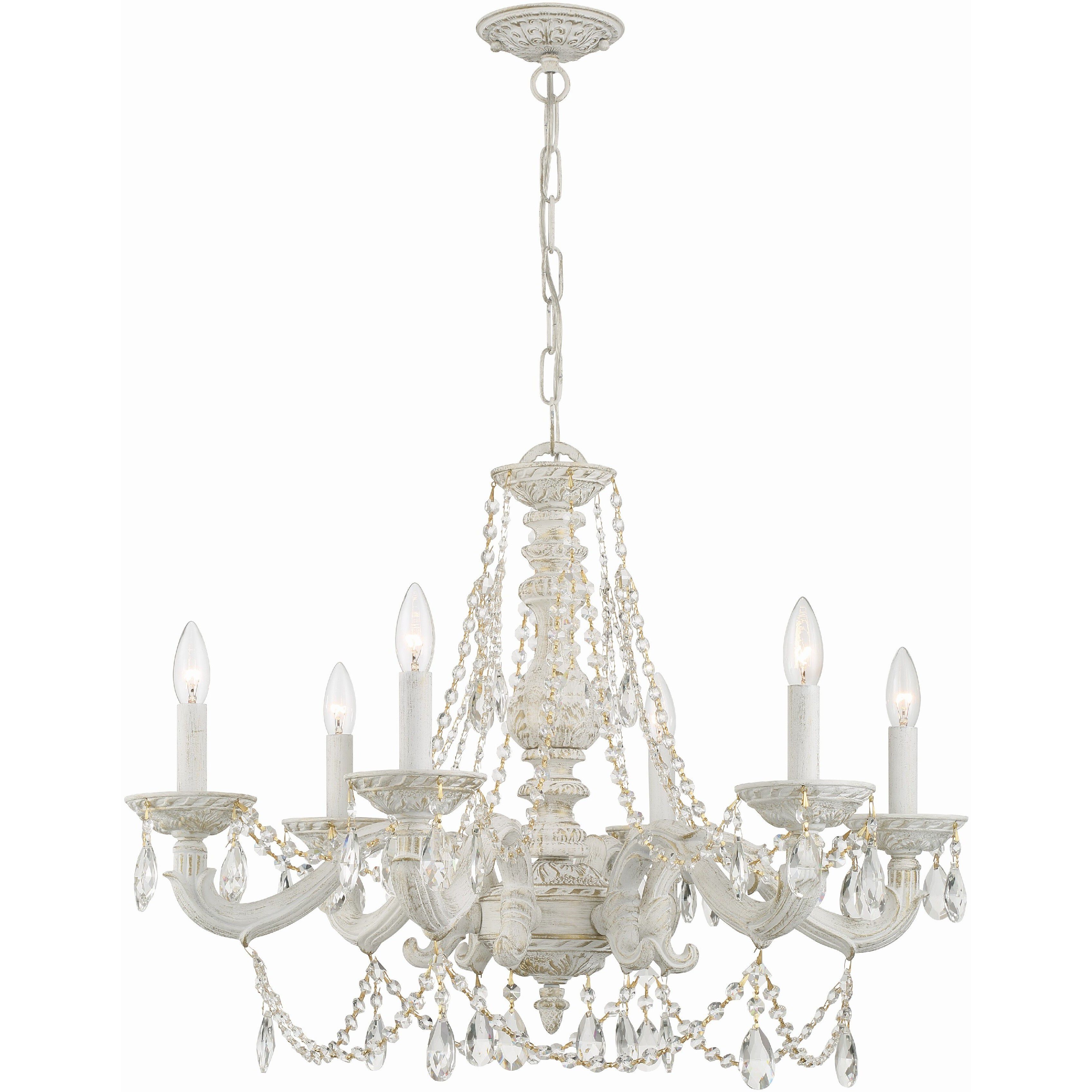 Paris Market 6 Light 28 inch Antique White Chandelier Ceiling Light in Clear Hand Cut
