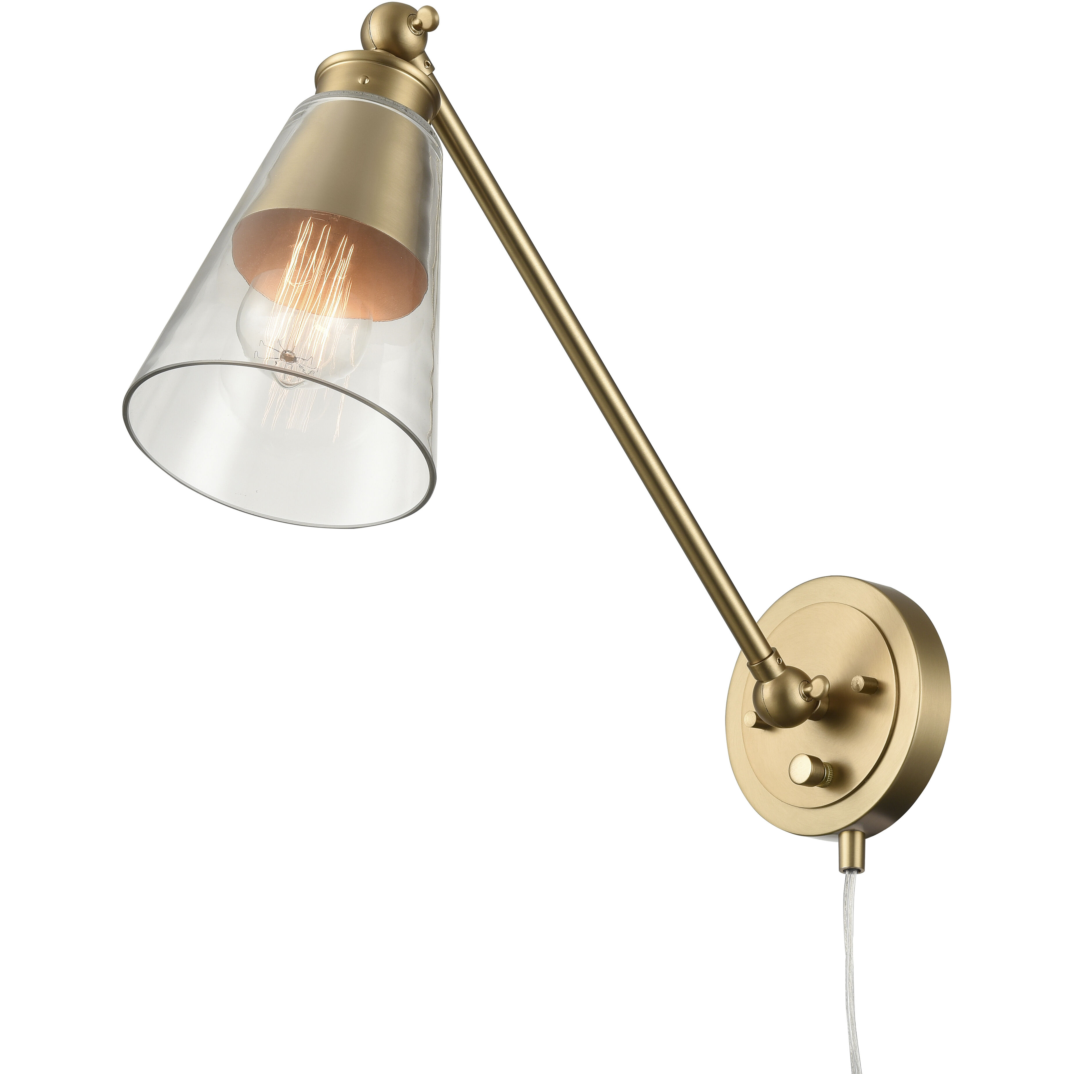 Albany 17.5 inch 60 watt Brushed Gold Swingarm Sconce Wall Light