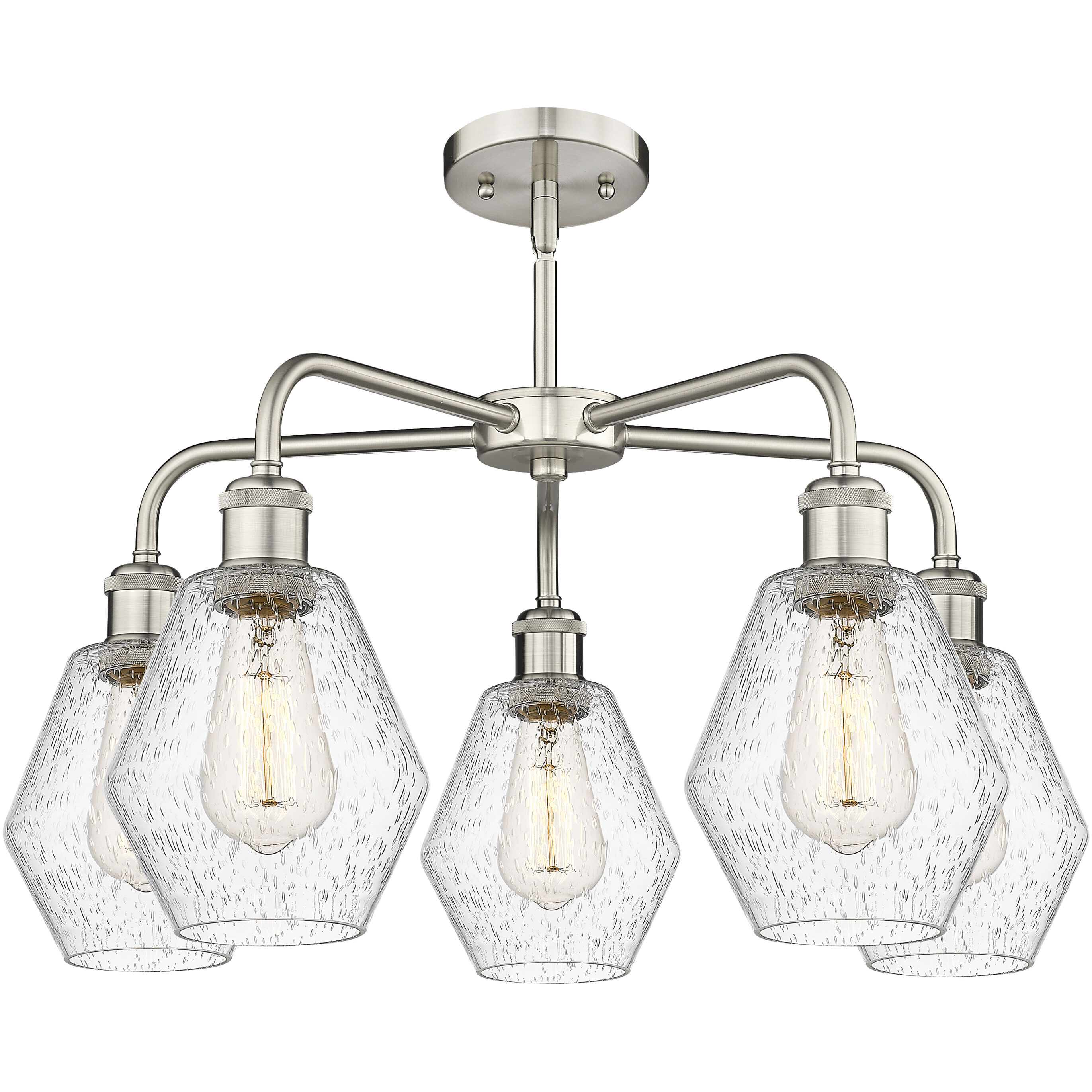Cindyrella 5 Light 24 inch Satin Nickel Chandelier Ceiling Light in Seedy Glass