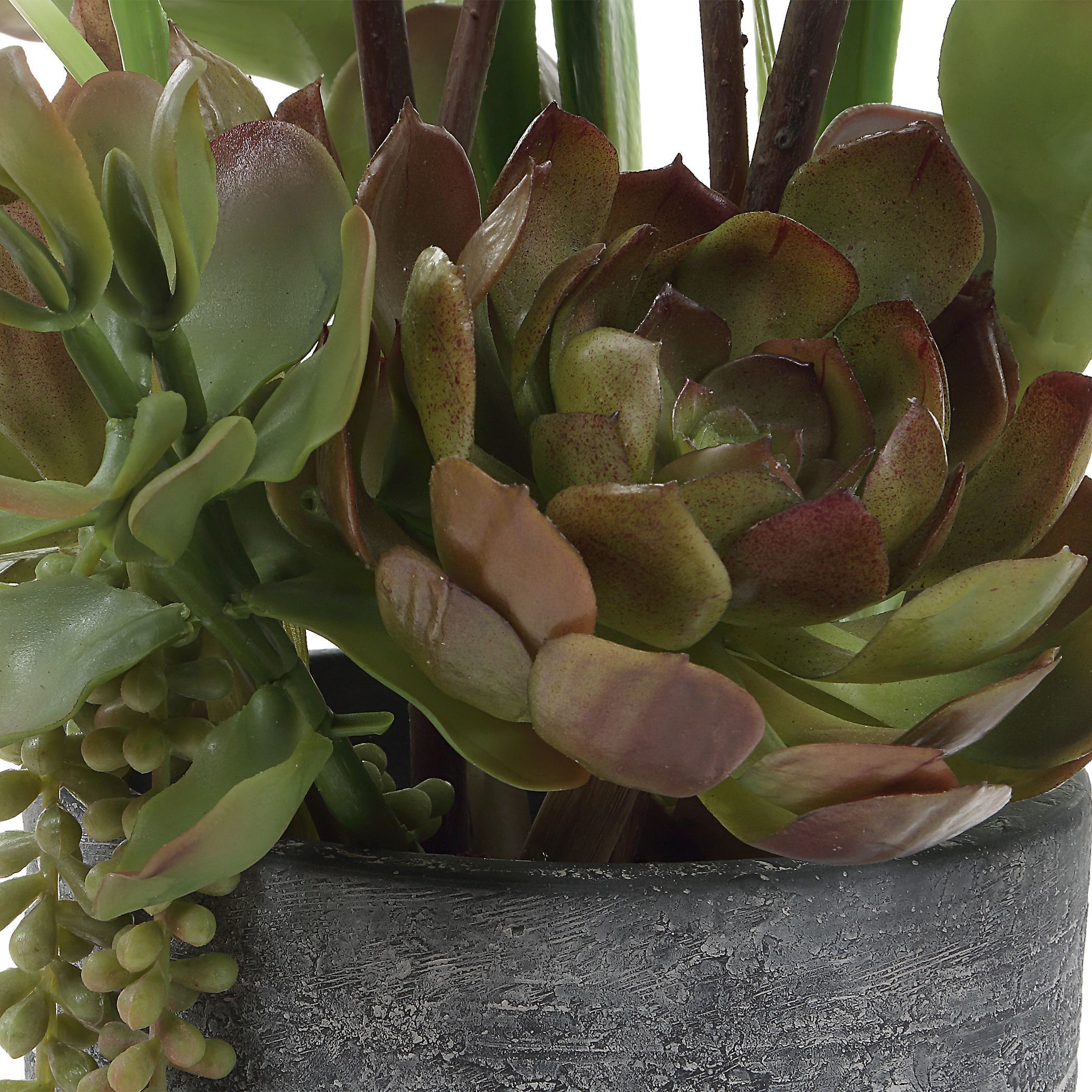 Eterna Orchid Aged Charcoal with White and Green Centerpiece & Vase