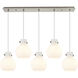 Newton Sphere 5 Light 39.75 inch Brushed Satin Nickel Linear Pendant Ceiling Light in White Glass