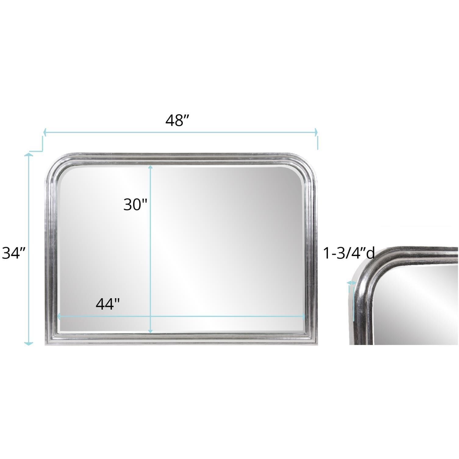 French Philippe 48 X 34 inch Bright Silver Mantel Mirror