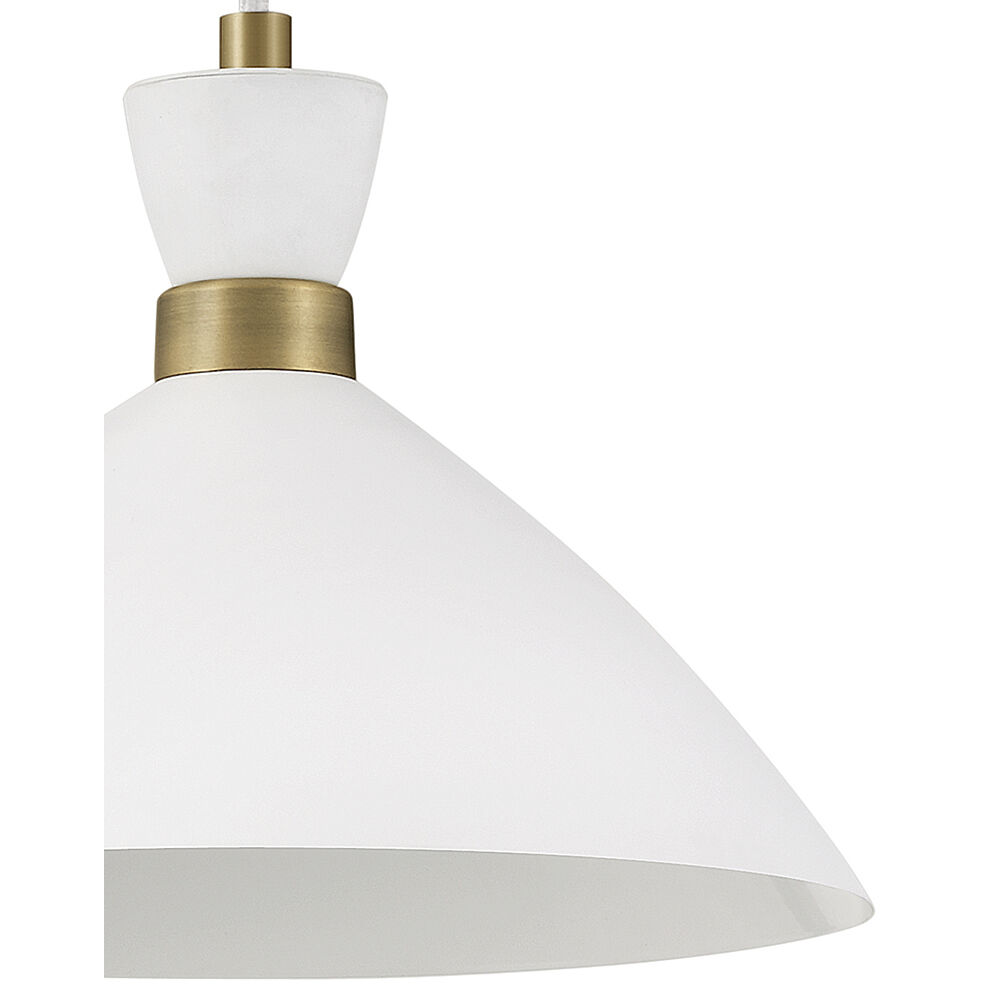 Simon LED 13 inch Matte White with Heritage Brass accents Pendant Ceiling Light, Semi-Flush Mount