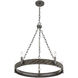 Tripoli 5 Light 26 inch Mottled Zinc with Natural Rattan Chandelier Ceiling Light