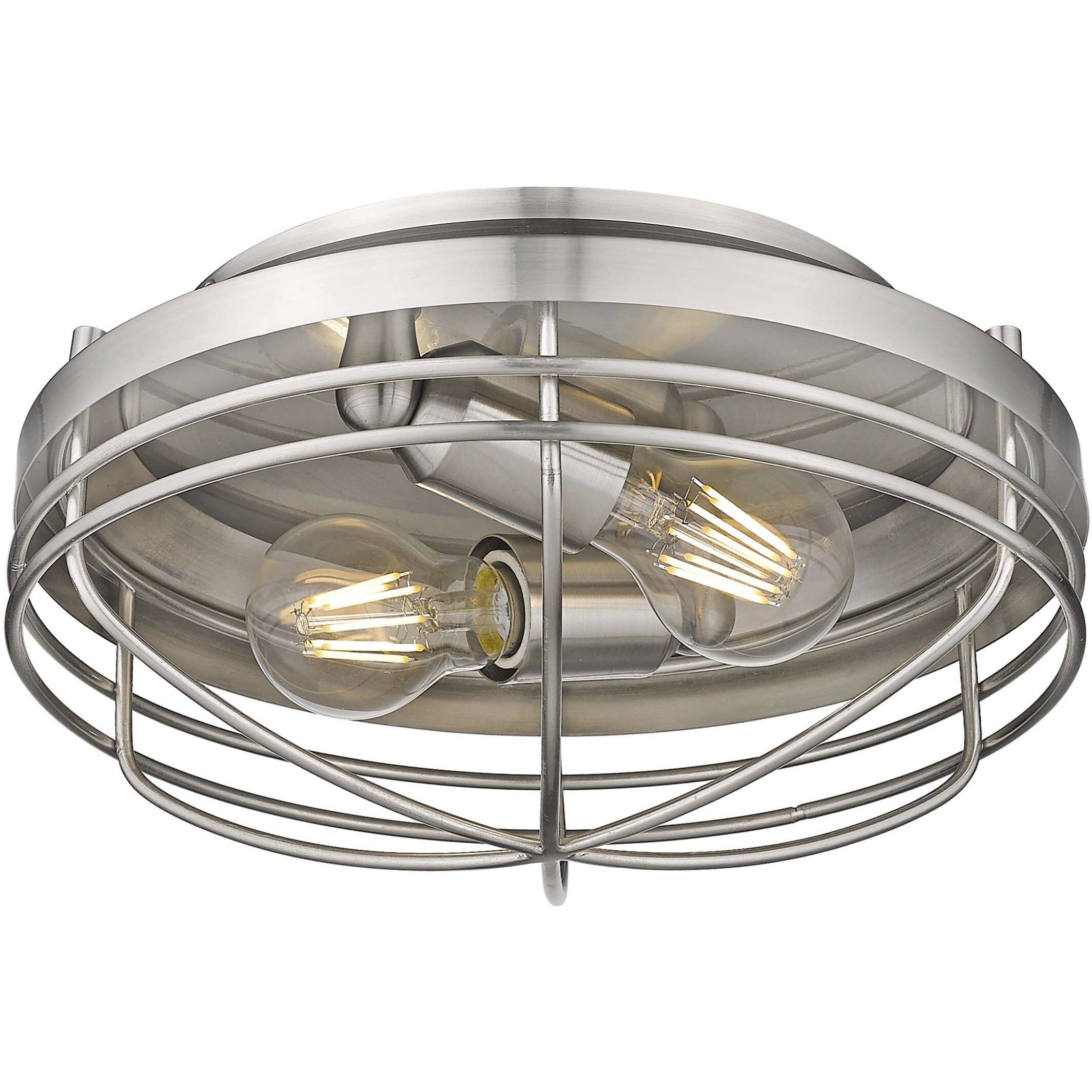 Seaport 2 Light 12 inch Pewter Flush Mount Ceiling Light, Damp
