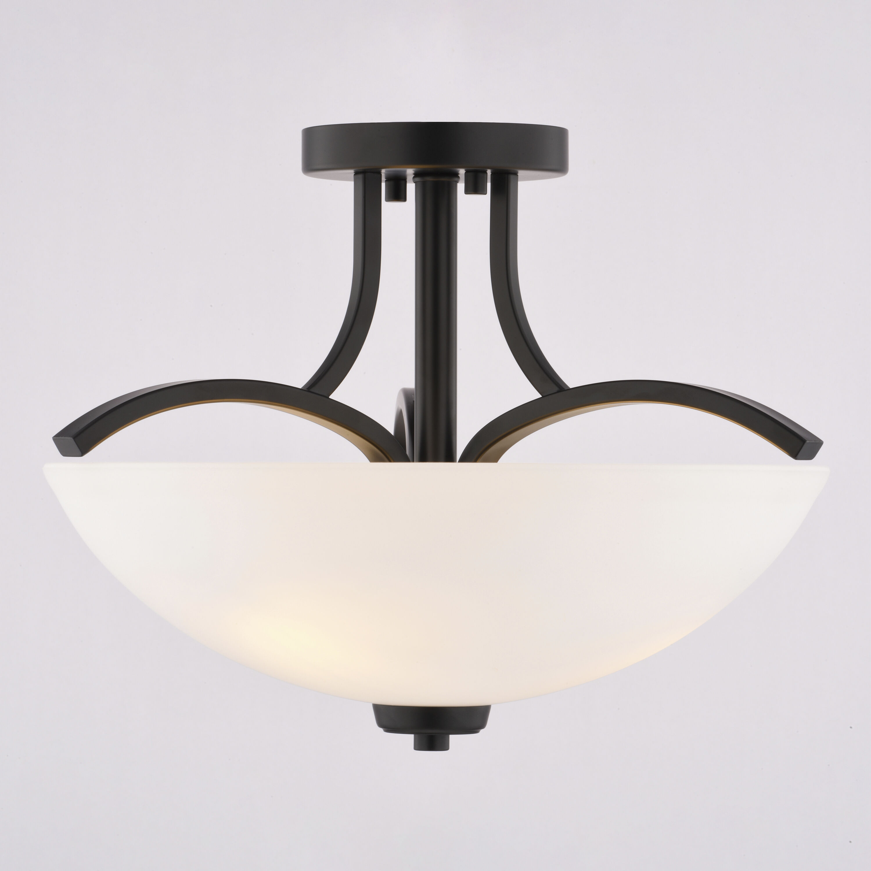 River Grove 3 Light 14.5 inch Matte Black Semi-Flush Mount Ceiling Light