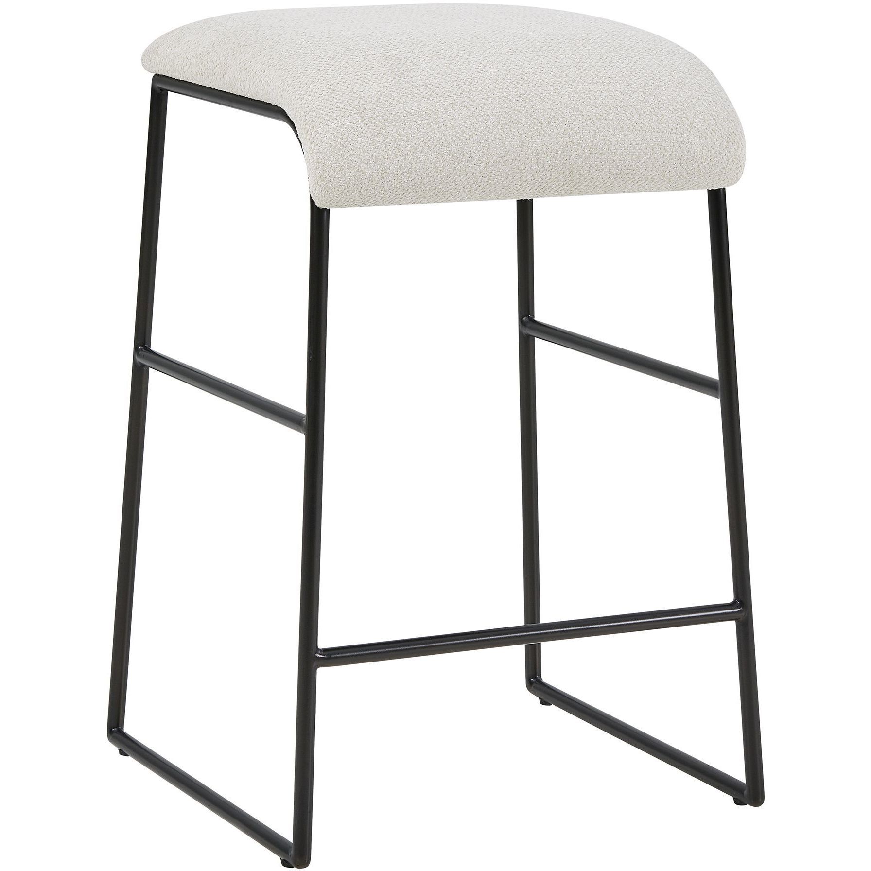 Arcane 26 inch Matte Black and Textured Ecru Counter Stool
