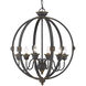Jules 6 Light 25.5 inch Antique Black Iron Chandelier Ceiling Light