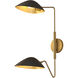 Alora Mood Oscar 2 Light 8 inch Aged Gold and Matte Black Wall/Vanity Light Wall Light