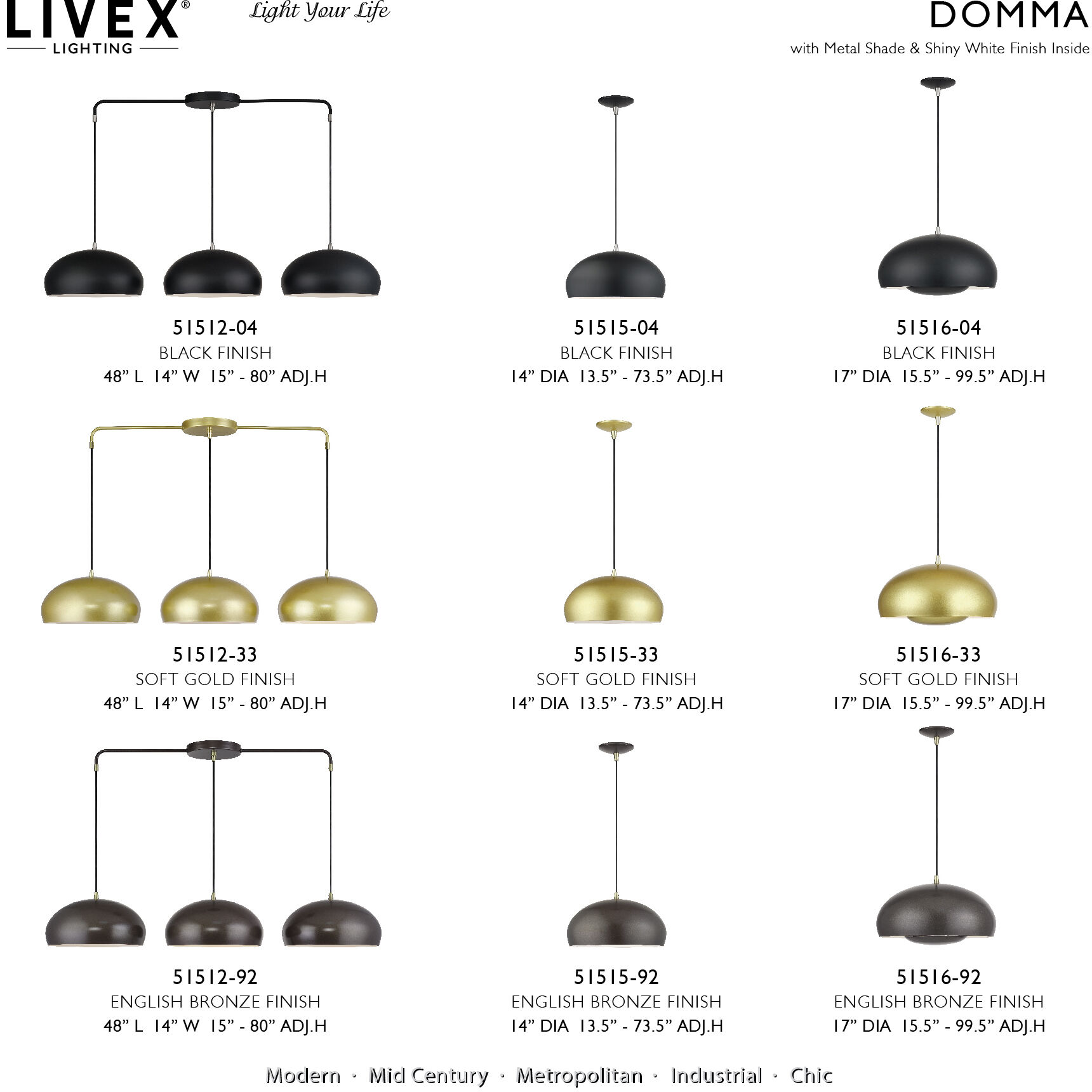 Domma 3 Light 48 inch English Bronze with Antique Brass Accents Linear Chandelier Ceiling Light, Extra Large