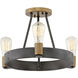 Silas 3 Light 17 inch Aged Zinc with Heritage Brass Indoor Semi-Flush Mount Ceiling Light