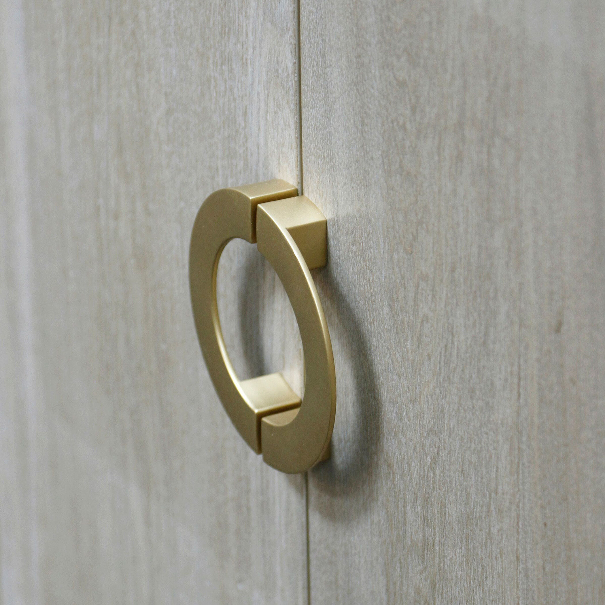 Augusta Weathered Oak and Natural Wood and Gold and Light Cream Cabinet