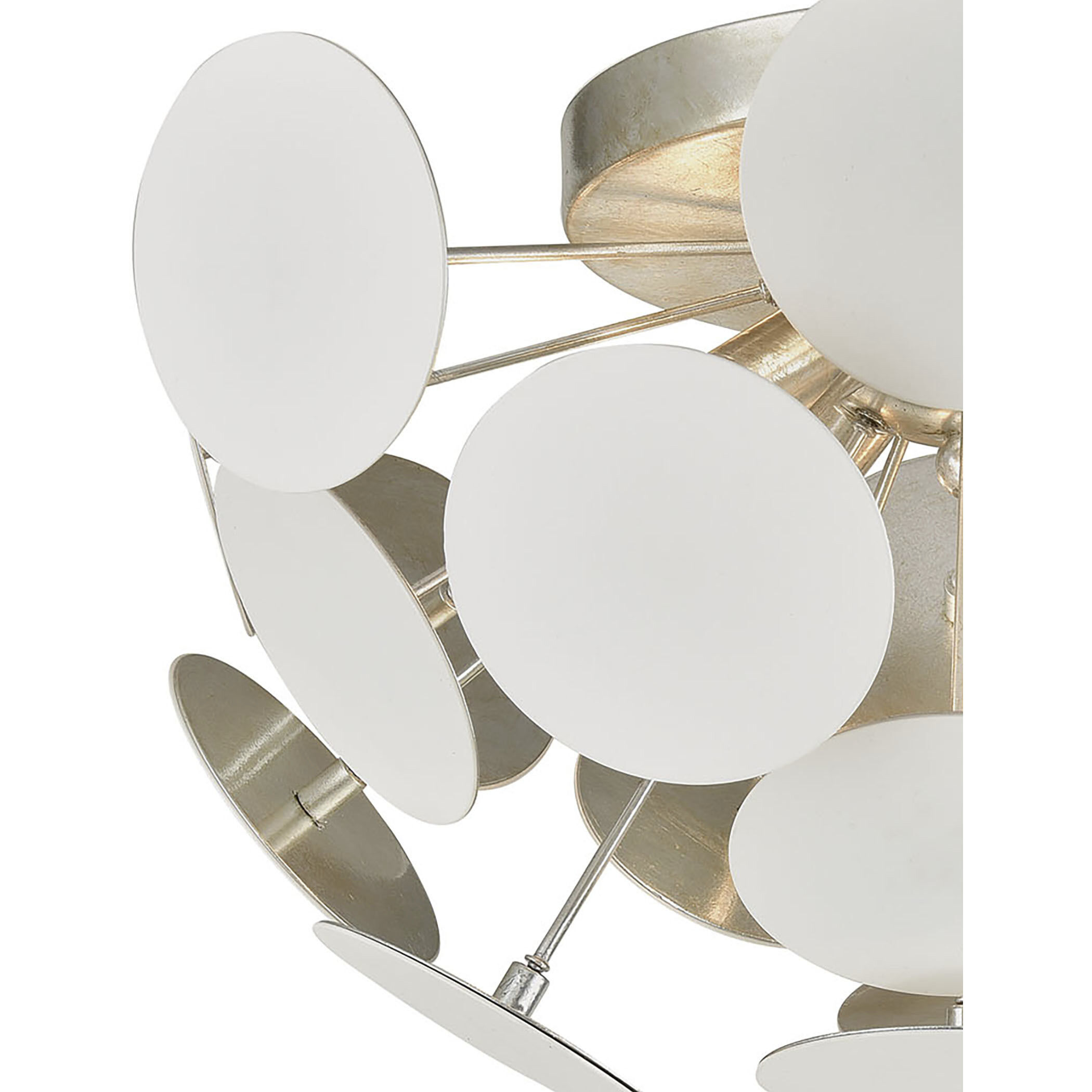 Modish 4 Light 18 inch Matte White with Silver Leaf Flush Mount Ceiling Light