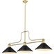Melange 3 Light 52 inch Heritage Brass Billiard Ceiling Light in Matte Black Steel