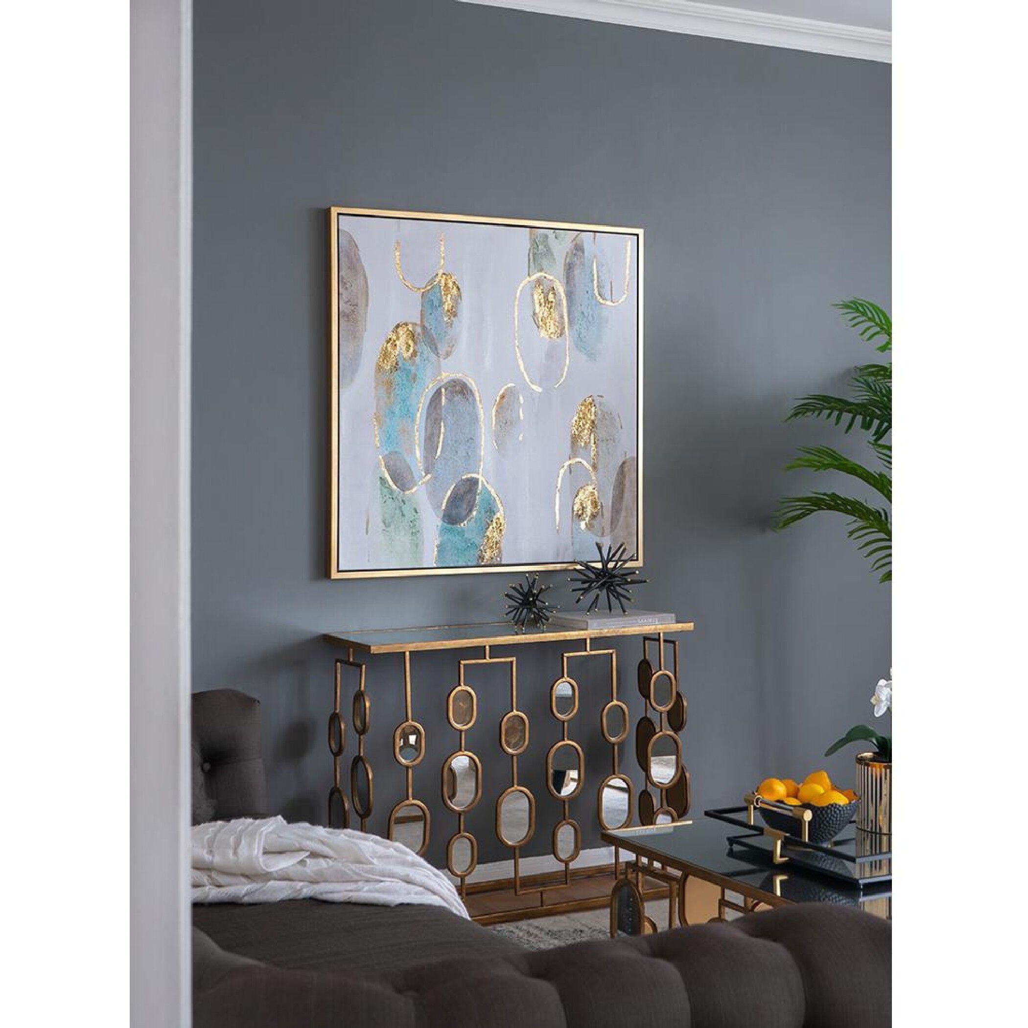 Gizem Gold/Gray/Blue Wall Art