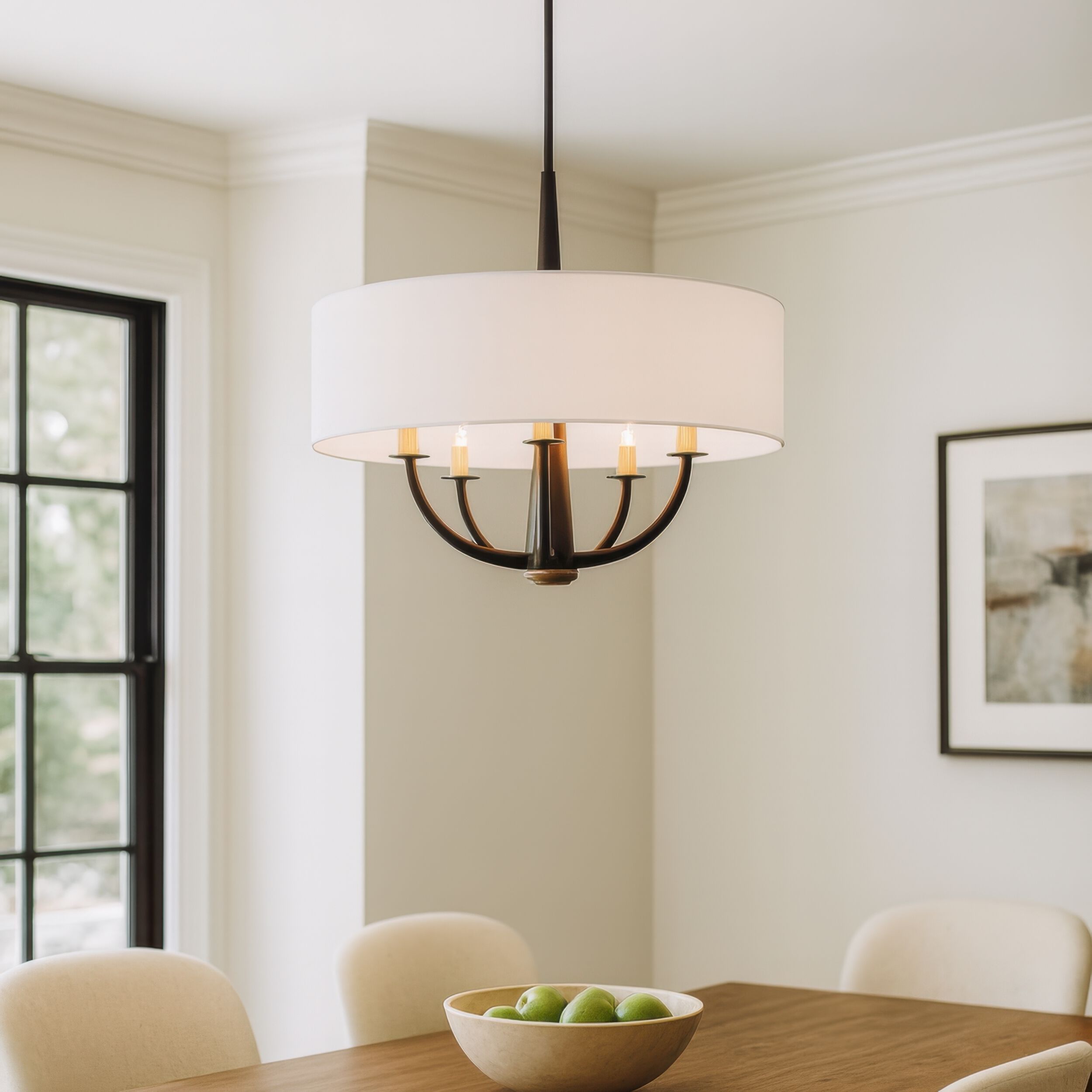 Patchwork 4 Light 24 inch Black with Satin Brass Pendant Ceiling Light in Black/Satin Brass