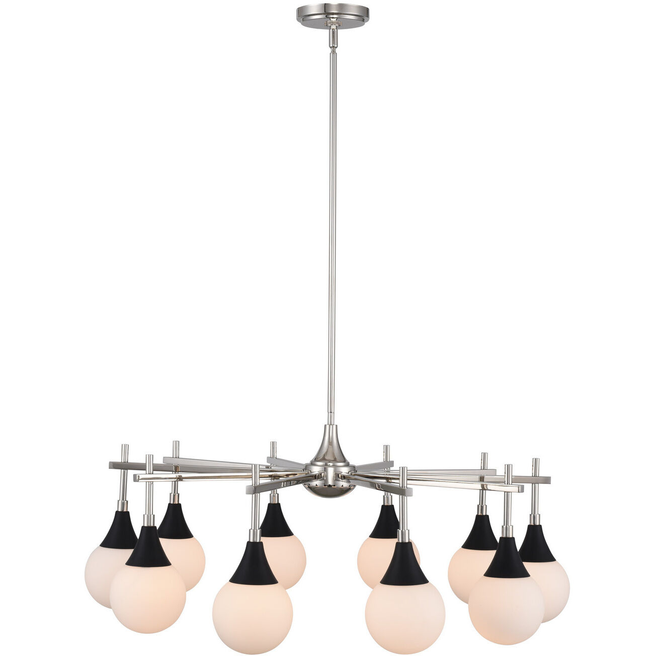 Bogart 10 Light 32 inch Matte Black with Polished Nickel Chandelier Ceiling Light