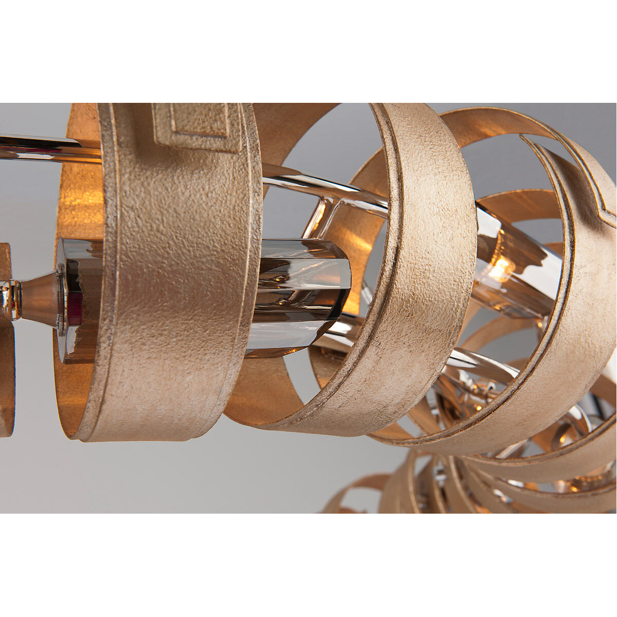 Recoil 14 Light 48.5 inch Textured Silver Leaf Pendant Ceiling Light