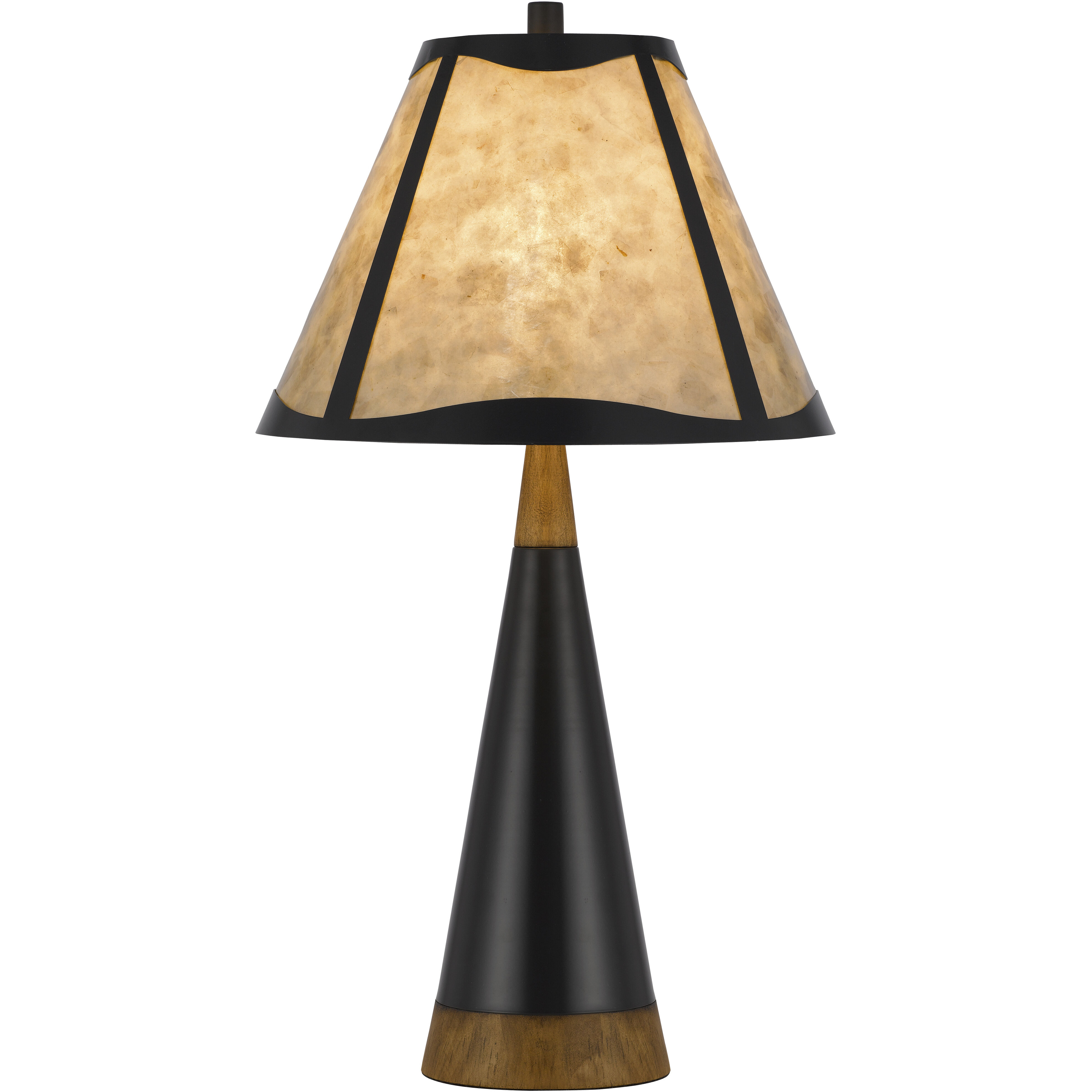 Clemente 30 inch 150.00 watt Mica with Black and Wood Table Lamp Portable Light