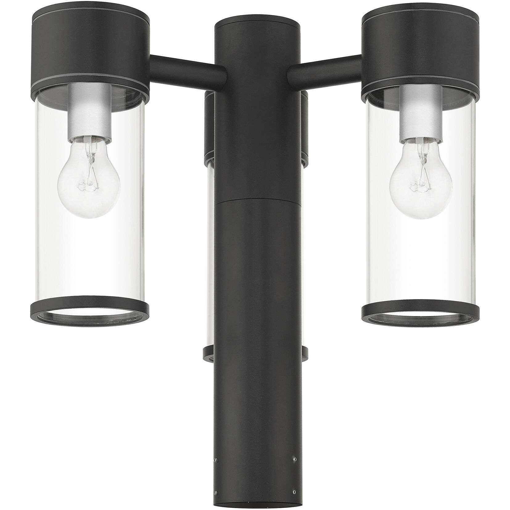 Atlantic 3 Light 18 inch Textured Black with Antique Silver Finish Accents Outdoor Extra Large Post Top Lantern