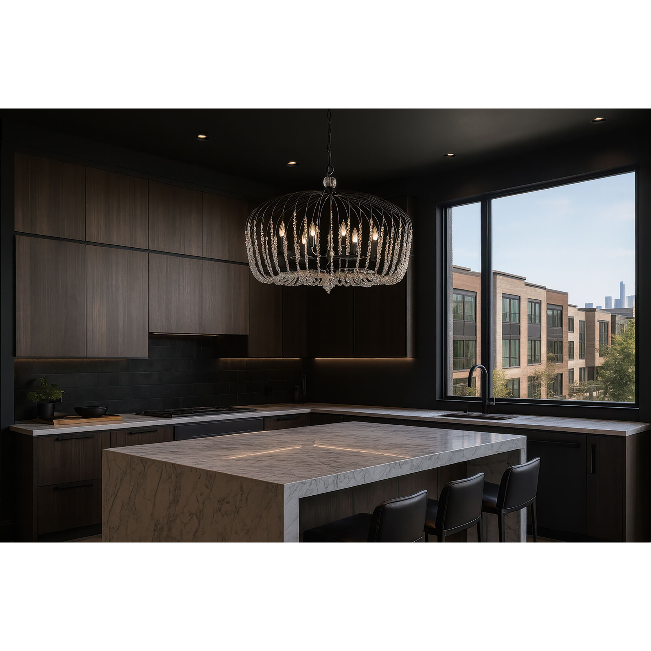 Voliere 6 Light 36 inch Matte Black Pendant Ceiling Light