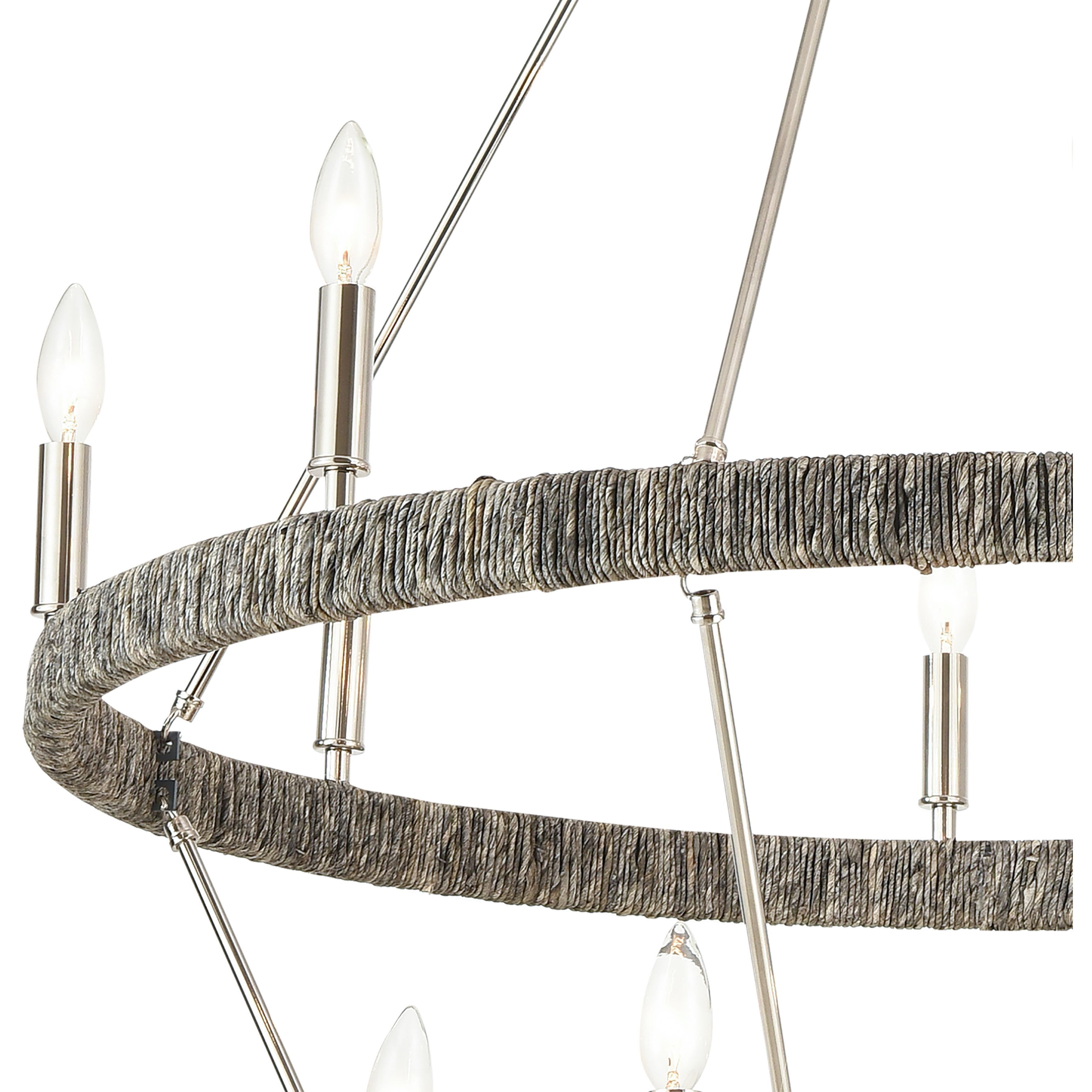 Abaca 14 Light 36 inch Polished Nickel with Gray Chandelier Ceiling Light
