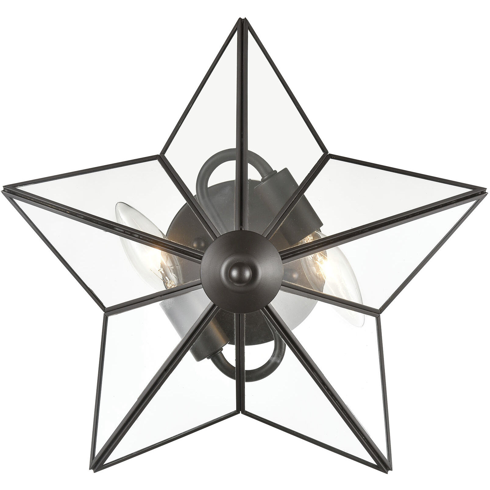 Moravian Star 2 Light 14 inch Oil Rubbed Bronze Flush Mount Ceiling Light