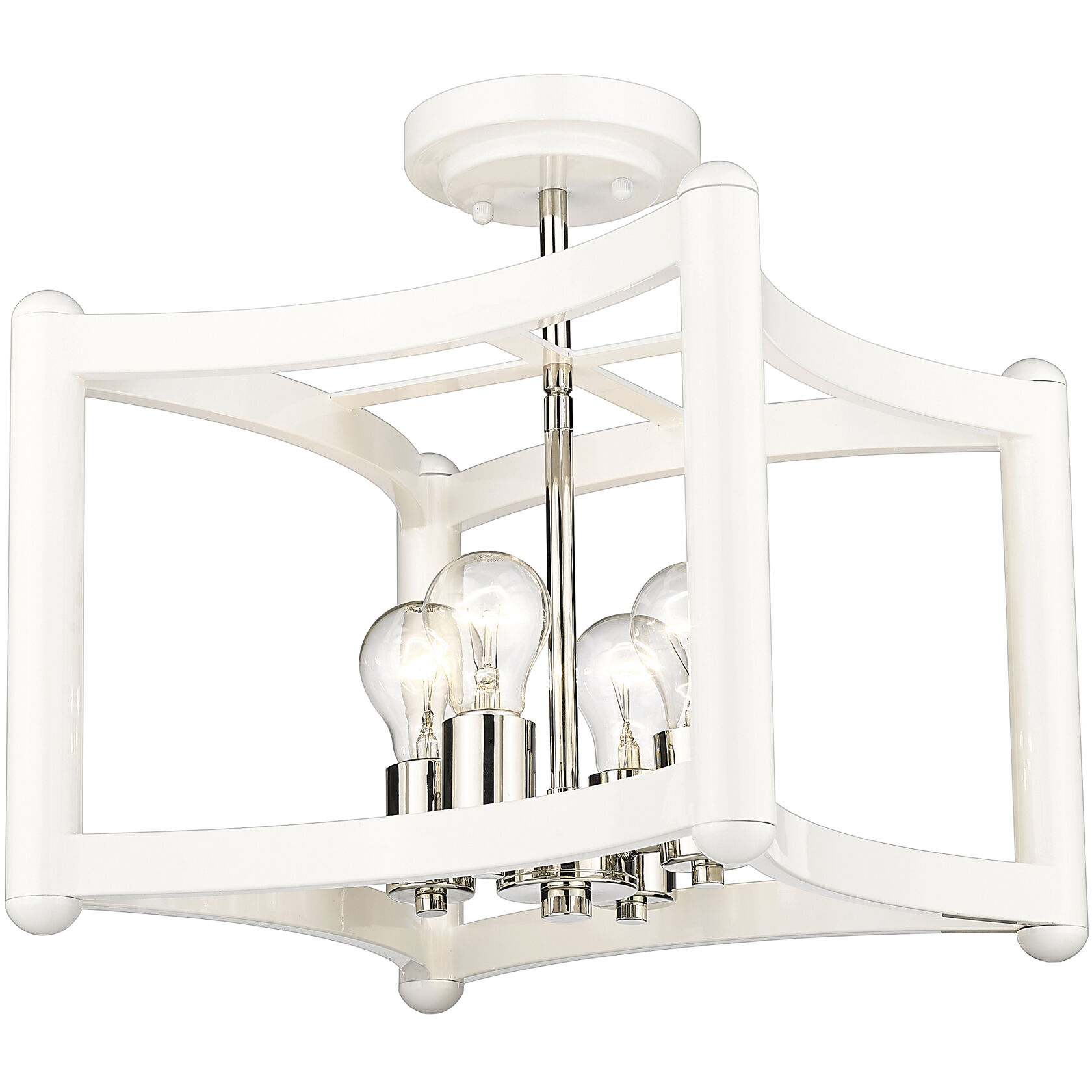 Coyle 4 Light 14 inch White with Polished Nickel Cluster Pendant Ceiling Light