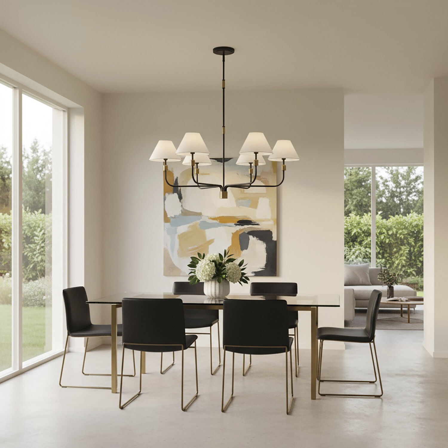 Providence 6 Light 42 inch Black and Brushed Brass Chandelier Ceiling Light