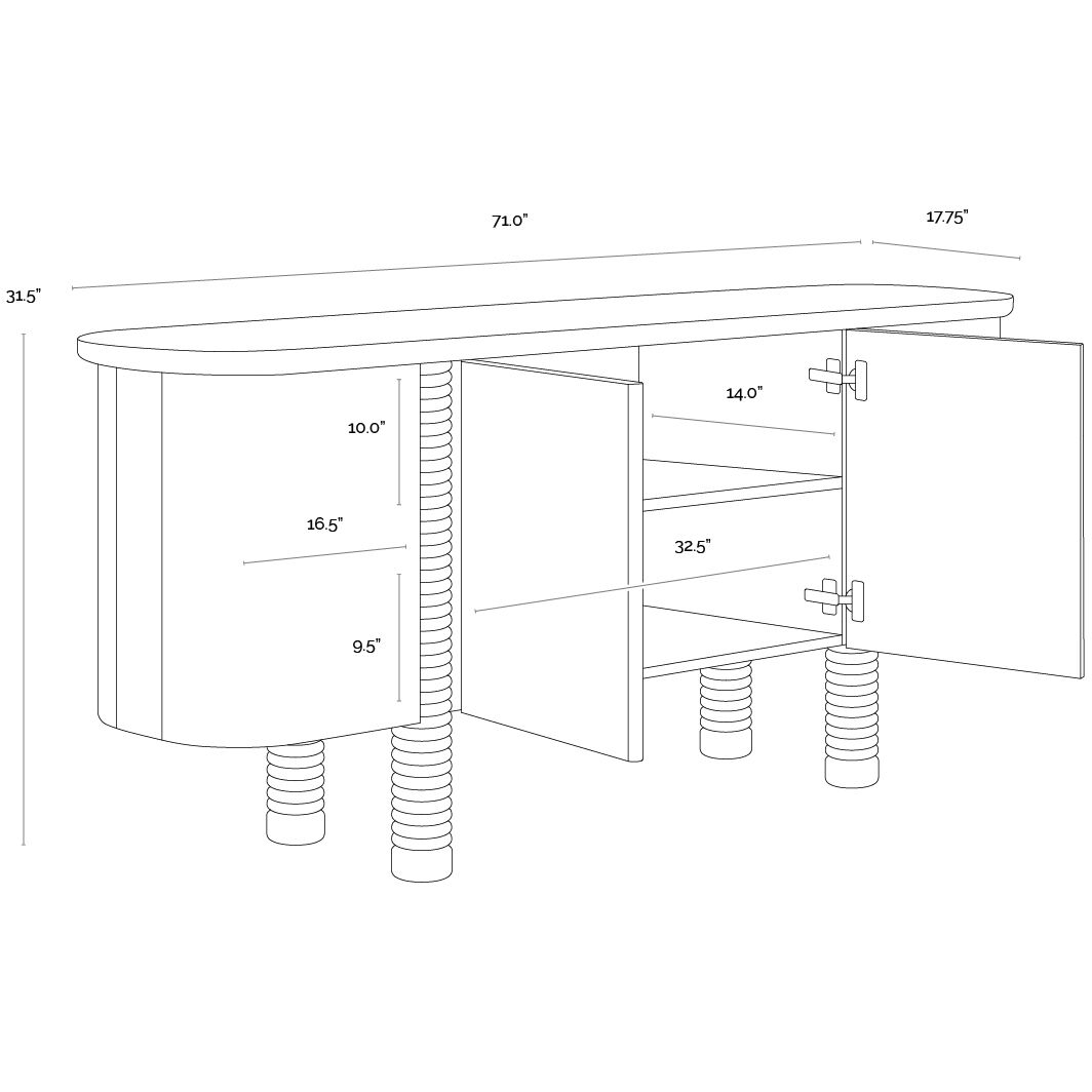 Magnus 71 X 17.75 inch Warm Brown Sideboard
