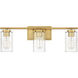 Transitional 3 Light 24 inch Natural Brass Bathroom Vanity Light Wall Light