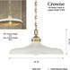 Crowne 1 Light 16 inch Legacy Brass and Off White Cream Pendant Ceiling Light