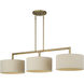 Bellingham 3 Light 51 inch Antique Gold Leaf Linear Chandelier Ceiling Light, Extra Large