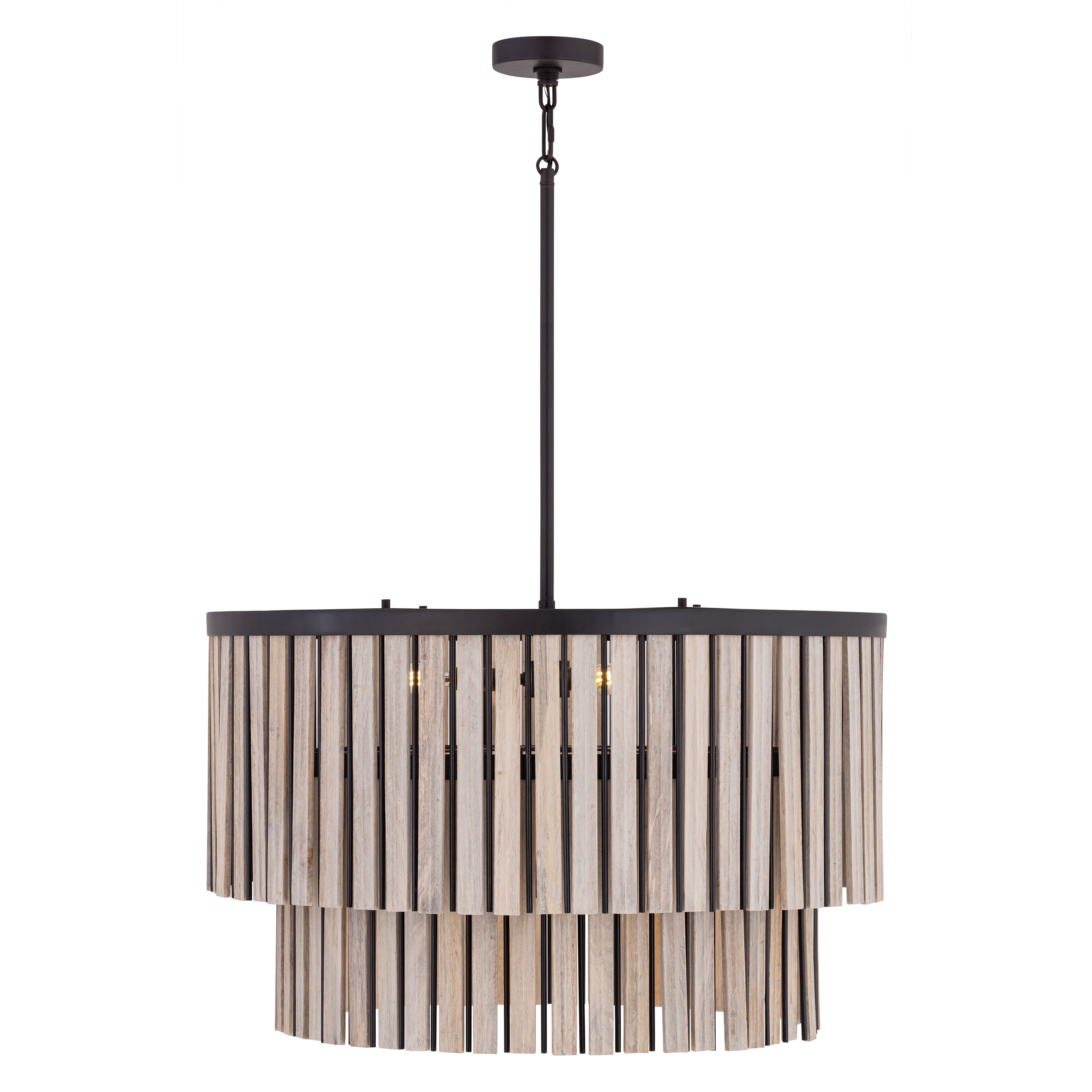 Esbelta 6 Light 30.25 inch Dark Bronze and Whitewashed Wood Pendant Ceiling Light