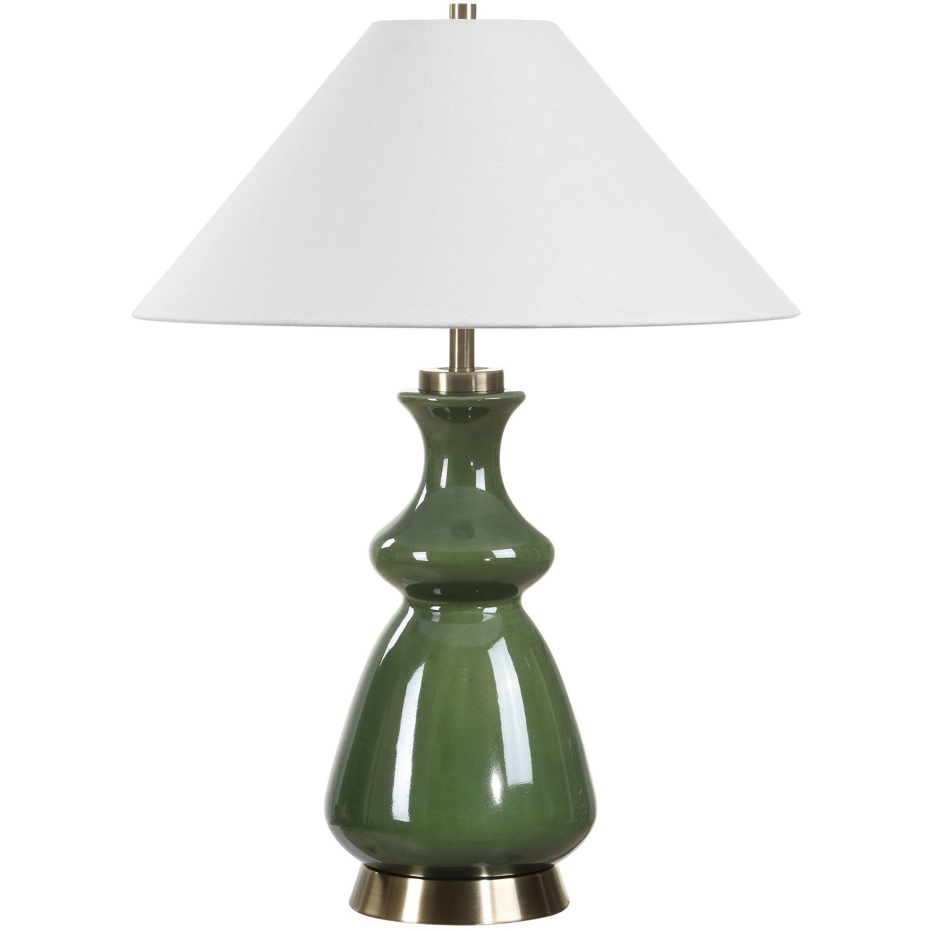 Green Thumb 27.5 inch 150 watt Moss Green and Brass Table Lamp Portable Light