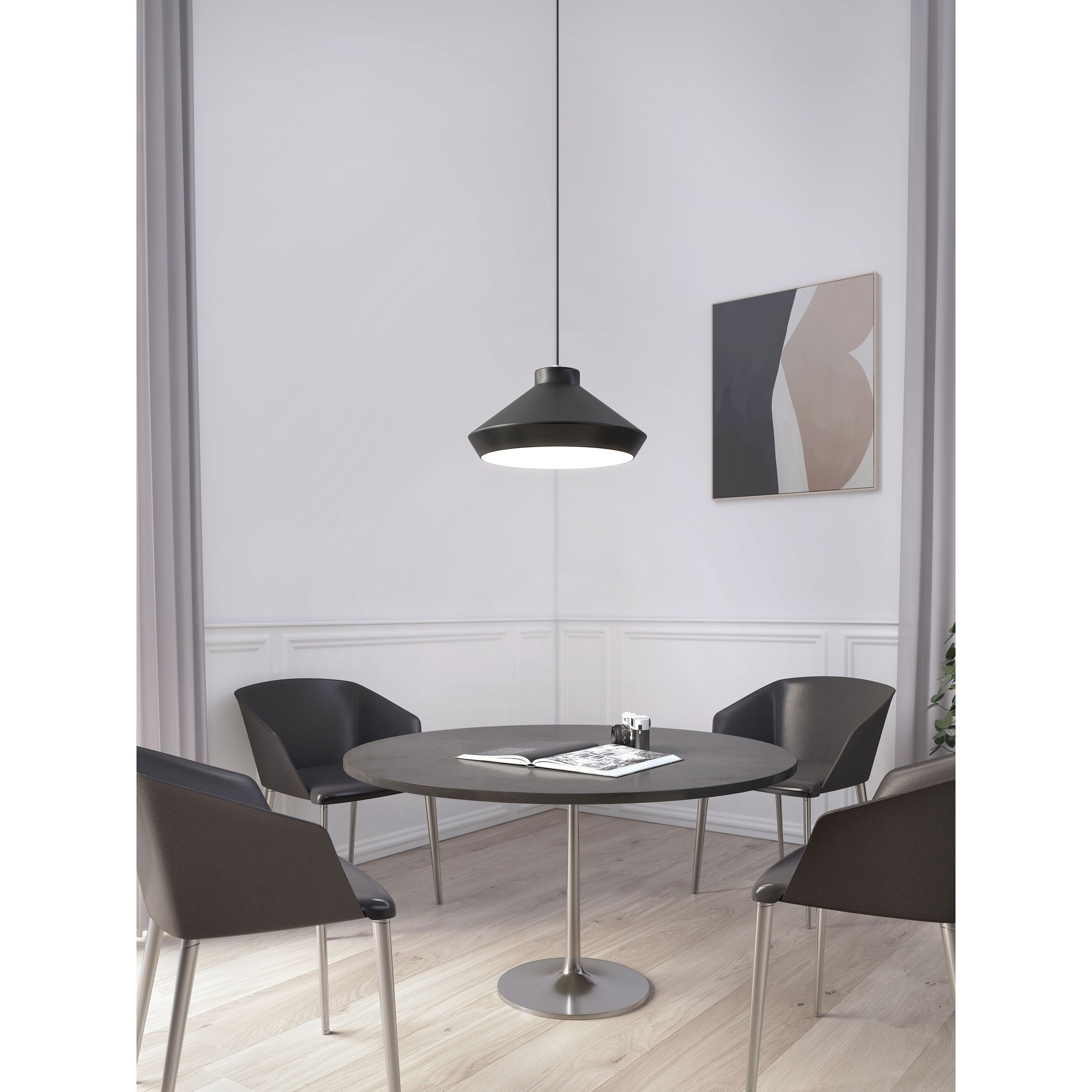 Koma 1 Light 15 inch Satin Black Pendant Ceiling Light