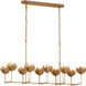 Julie Neill Alberto LED 50.5 inch Antique Gold Leaf Linear Chandelier Ceiling Light, Large