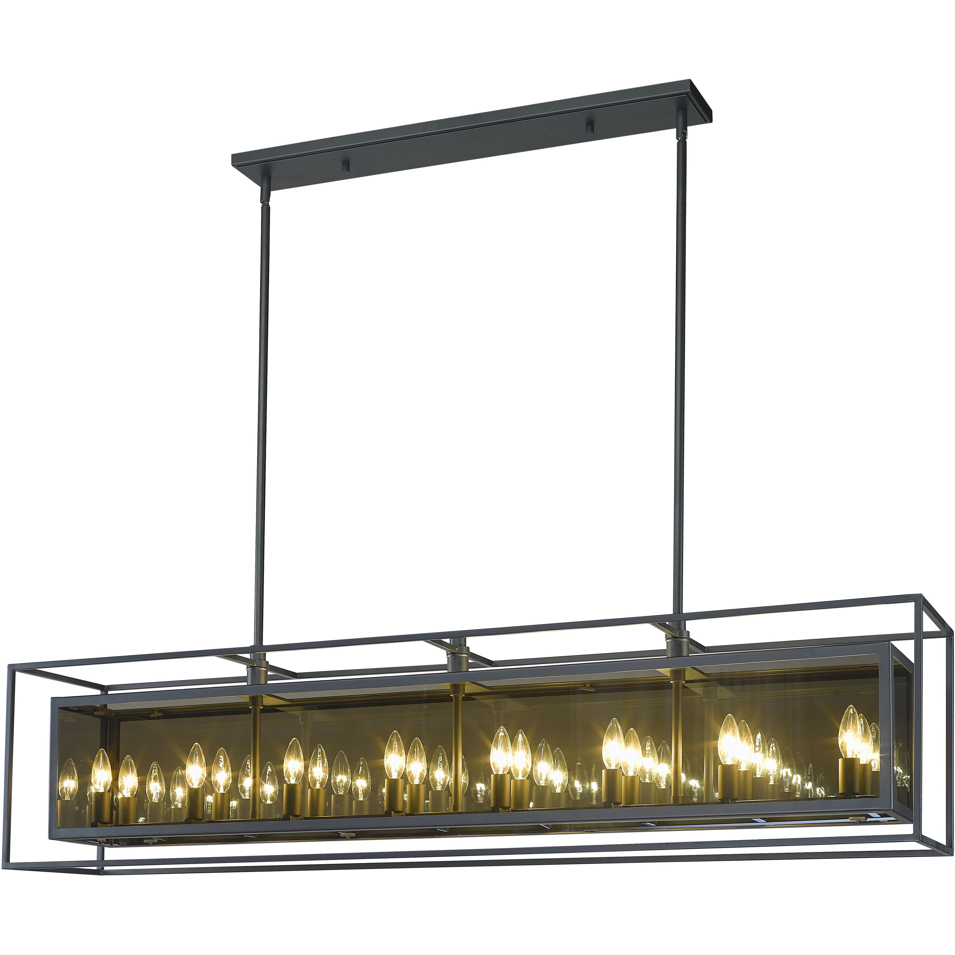 Infinity 16 Light 56 inch Misty Charcoal Linear Chandelier Ceiling Light