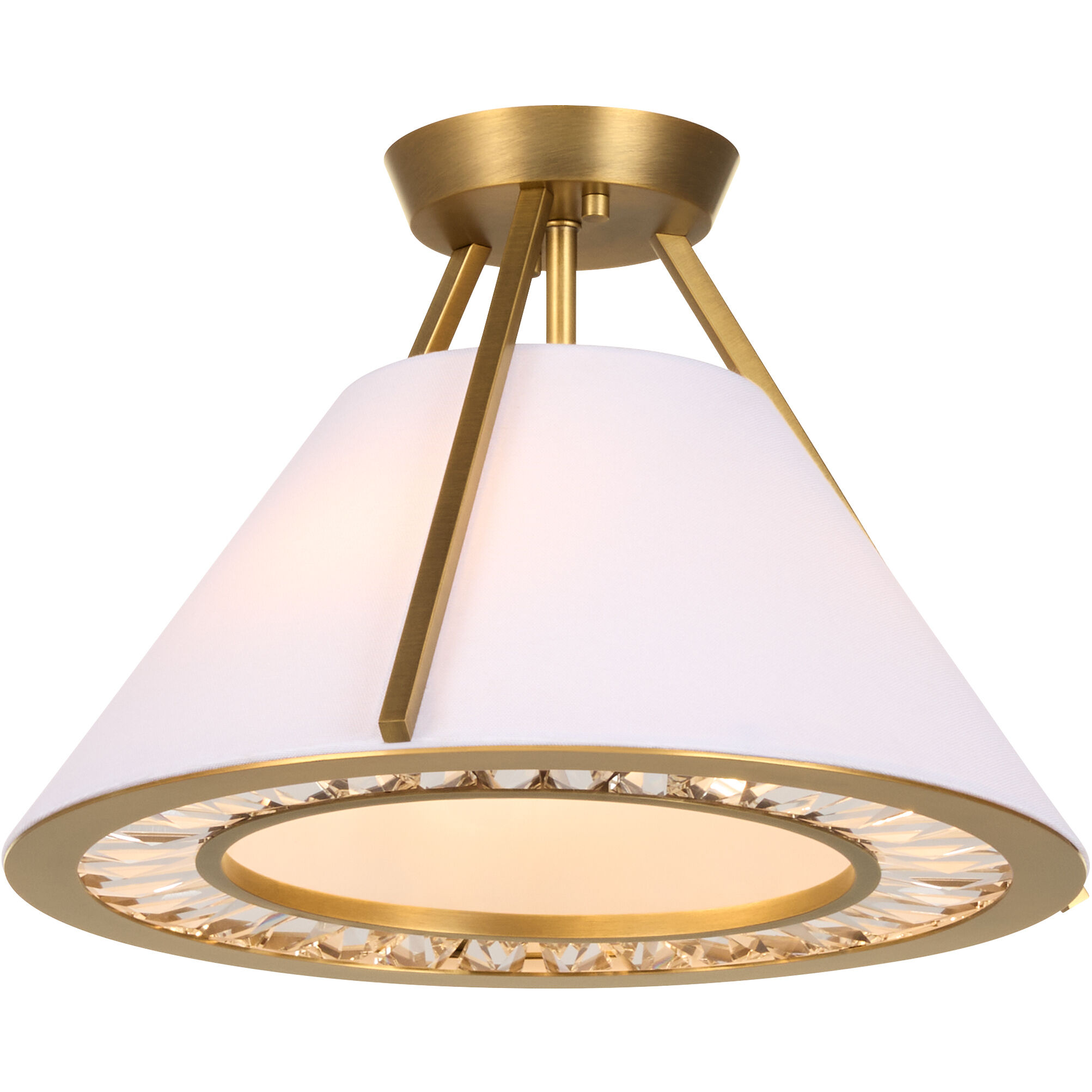 Gorham 3 Light 16 inch Brushed Brass Semi-Flush Mount Ceiling Light
