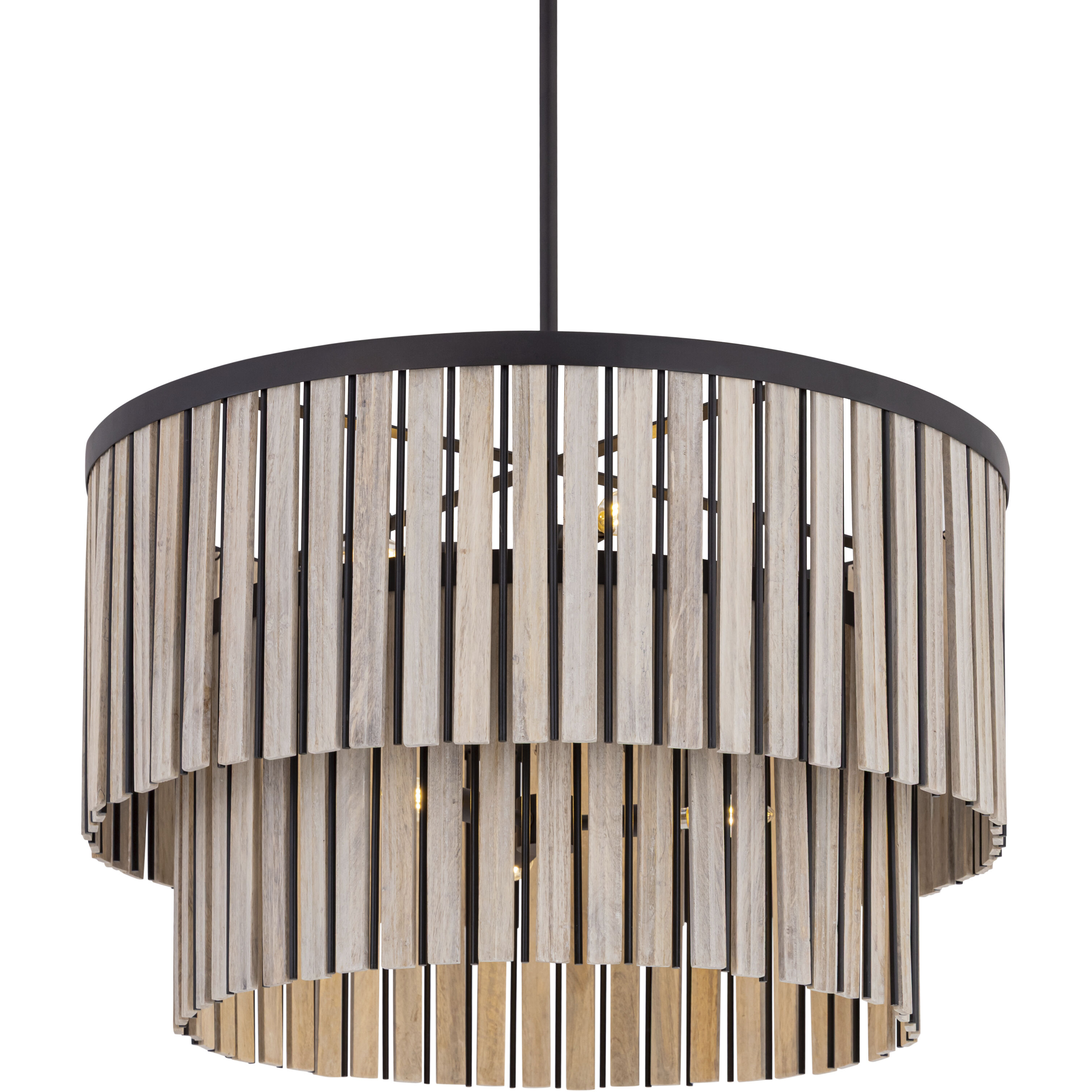 Esbelta 6 Light 30.25 inch Dark Bronze and Whitewashed Wood Pendant Ceiling Light