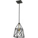 Trestle 1 Light 8 inch Matte Black and Olde Brass Pendant Ceiling Light in 5