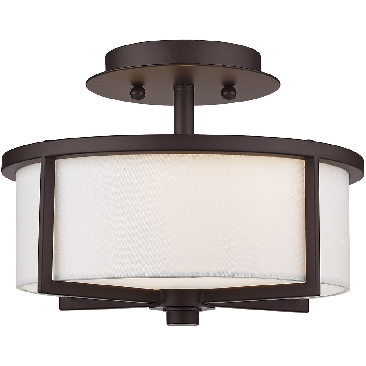 Wesley 2 Light 11 inch Bronze Semi-Flush Mount Ceiling Light