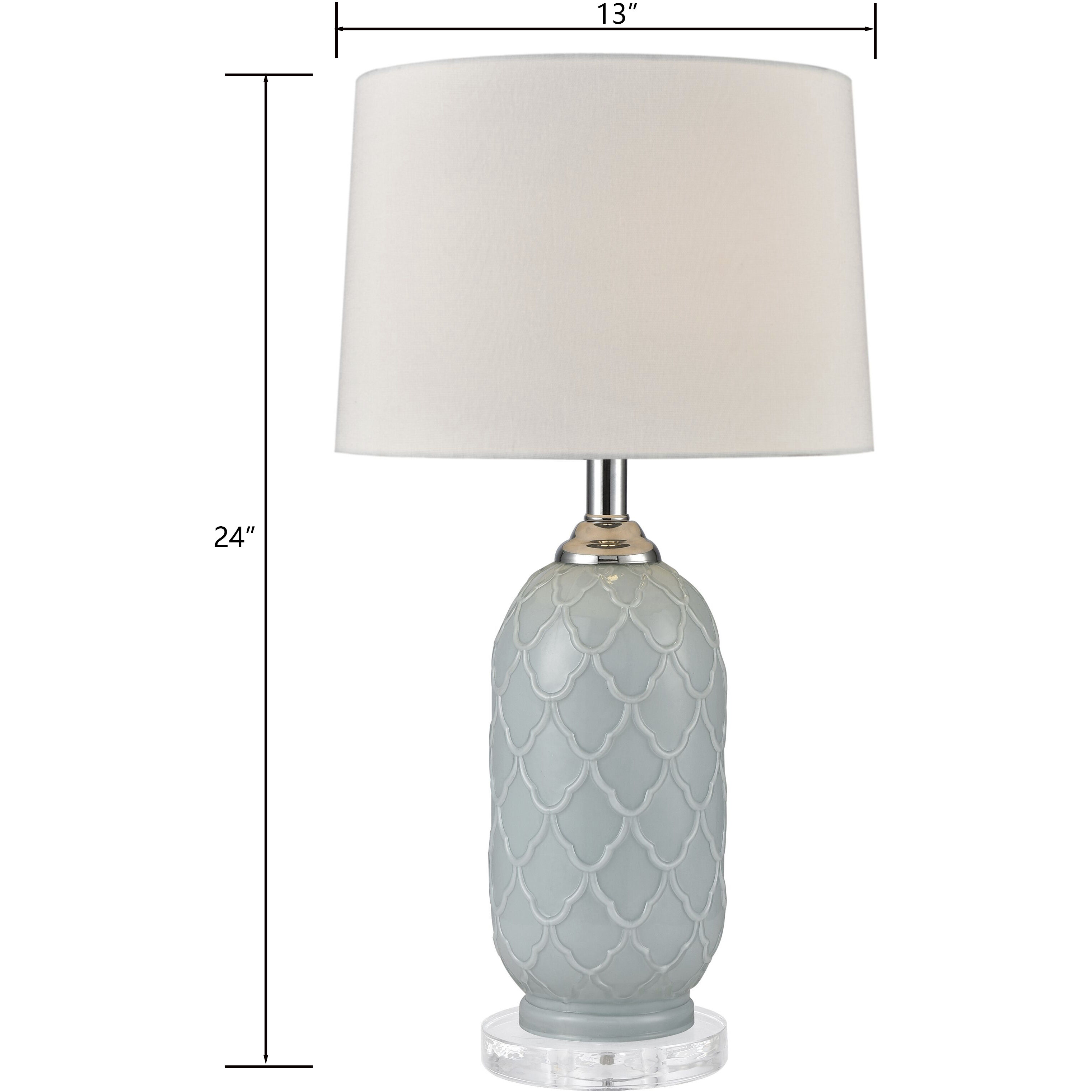 La Joliette 24 inch 100 watt Pale Blue with Clear Table Lamp Portable Light, Set of 2
