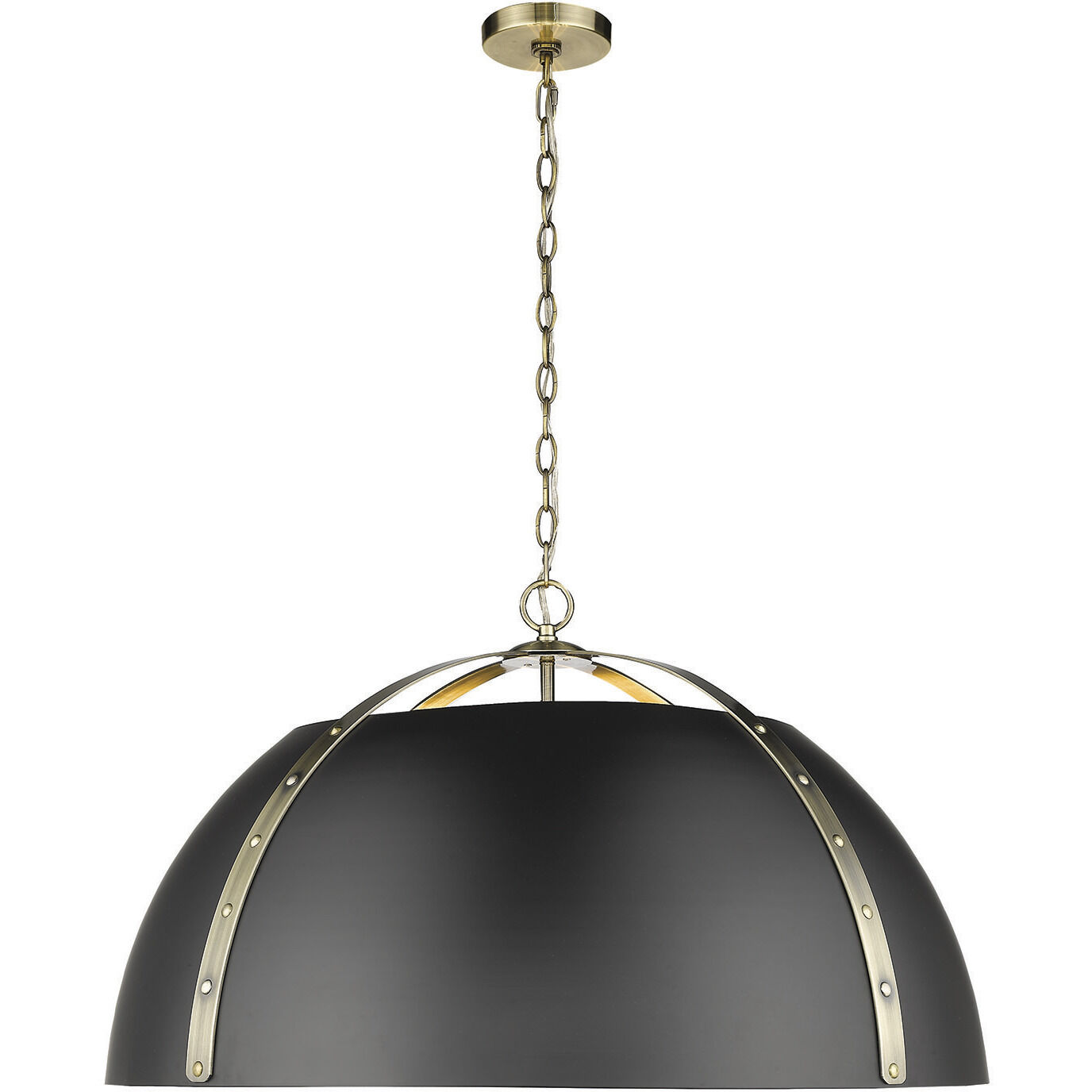 Aldrich Pendant Ceiling Light in Aged Brass, Matte Black