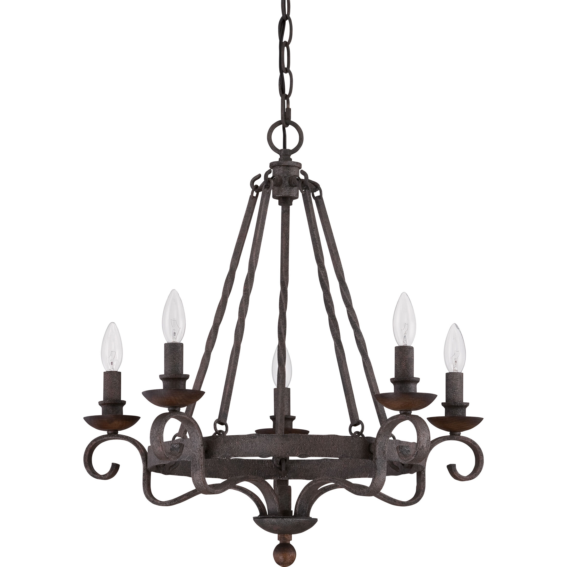 Noble 5 Light 24 inch Rustic Black Chandelier Ceiling Light