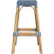 Robias Rectangular Rattan 30" Bar Stool in Blue and White Dot