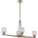 Guiding Star 4 Light 33 inch Satin Brass Linear Chandelier Ceiling Light