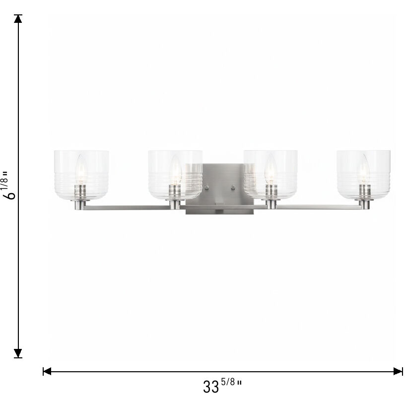 Drew & Jonathan Lochdale 4 Light 33.63 inch Brushed Nickel Vanity Light Wall Light, Large