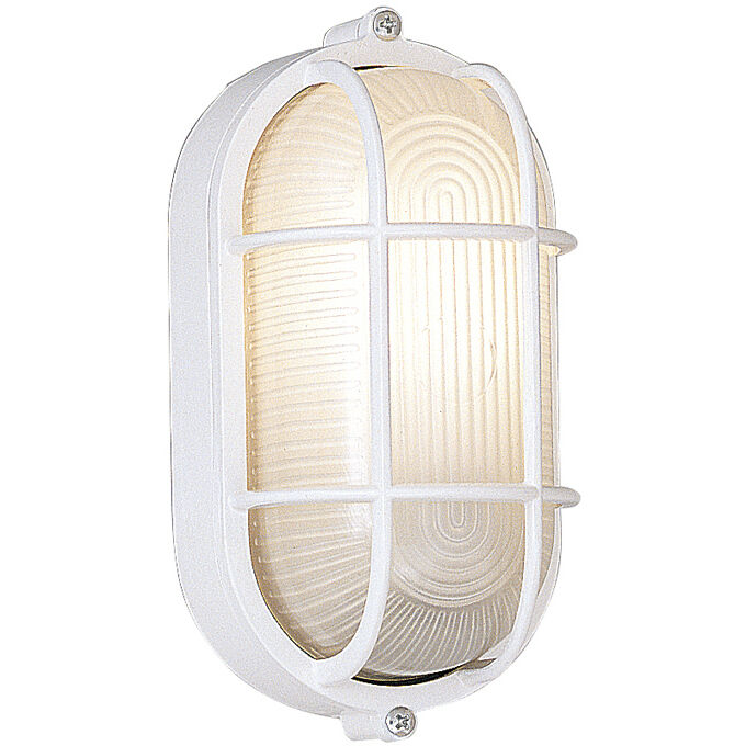 Oval 1 Light 9 inch White Outdoor Wall Bulkhead