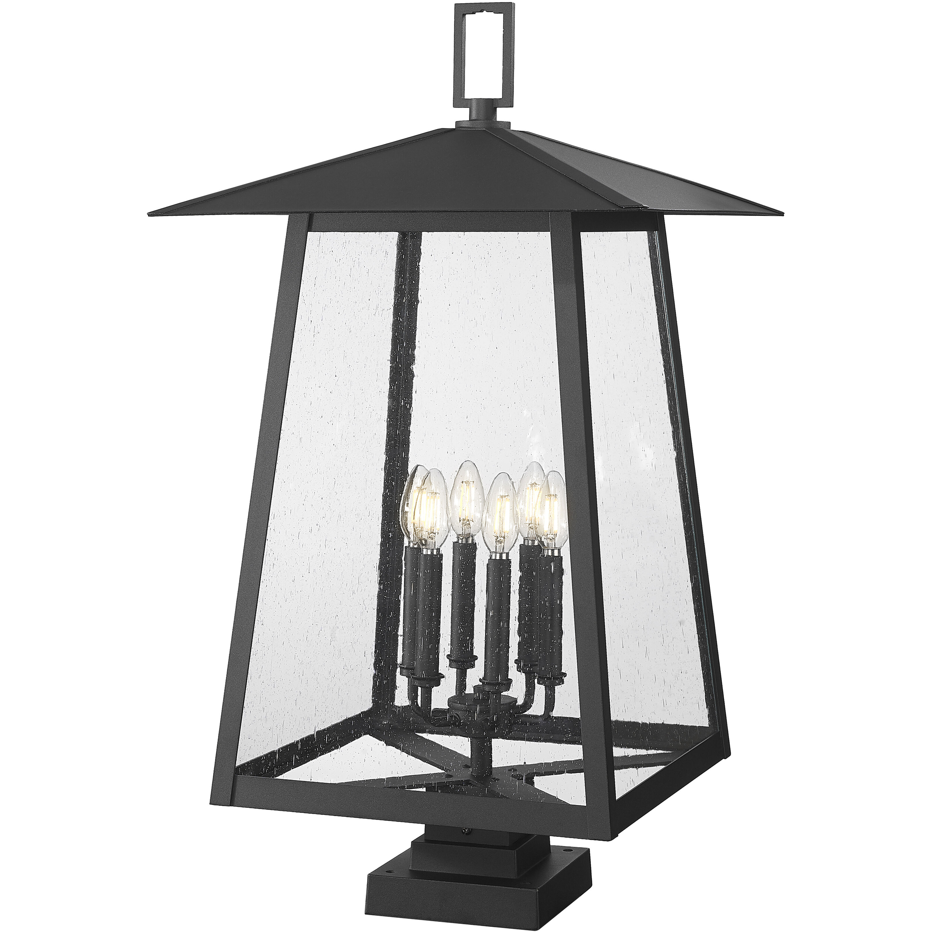 Rainer 6 Light 32.5 inch Black Outdoor Pier Mounted Fixture in G9